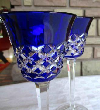 Cristal bleu cobalt overlay baccarat