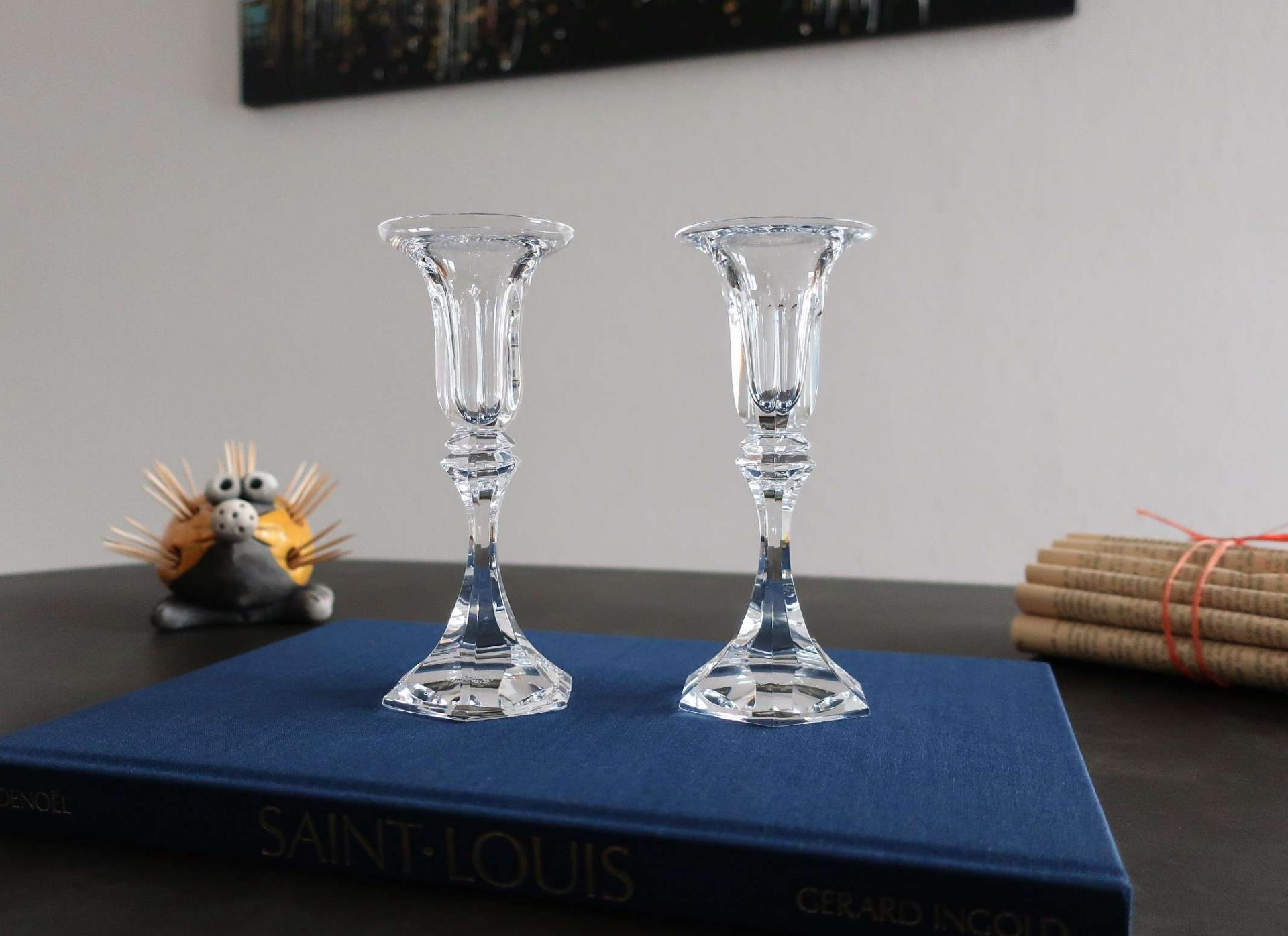 Paire de bougeoirs, cristal St Louis. Collection Chambord