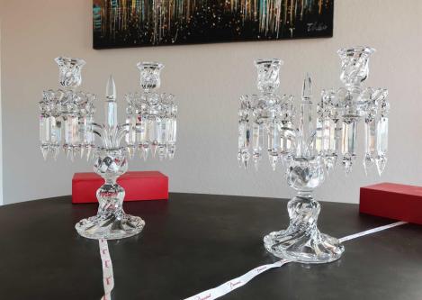 Candelabres baccarat bambou tors cristal