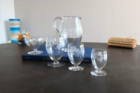 Cristal ancien st louis service ligier gravure mate
