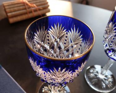 Cristal florence bleu filet or saint louis france