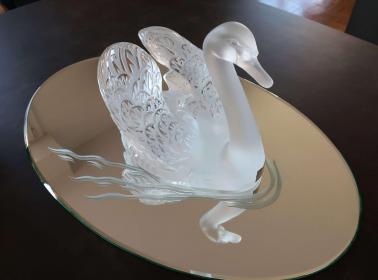 Swan lalique crystal mirror