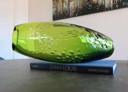 Vase saint louis cristal chatreuse double